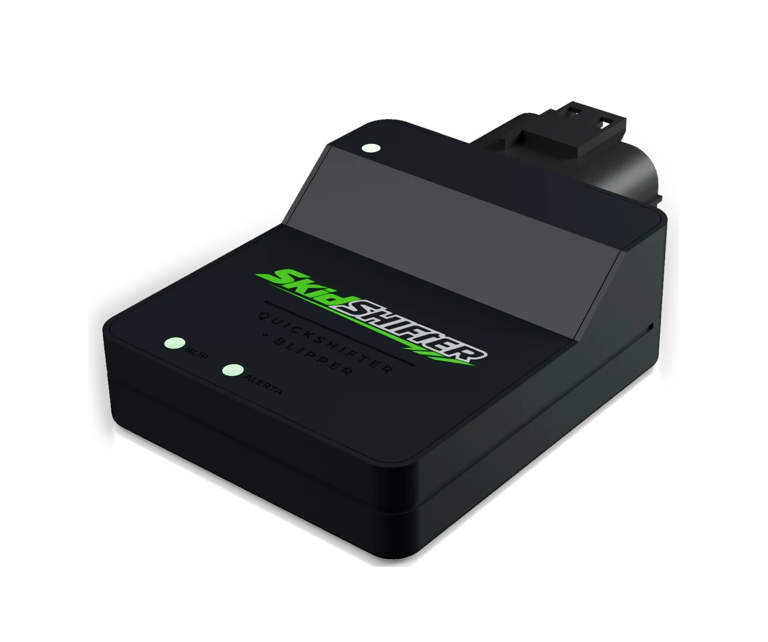 SkidShifter Blipper fechado, com as janelas dos LEDs de status, blip e alerta